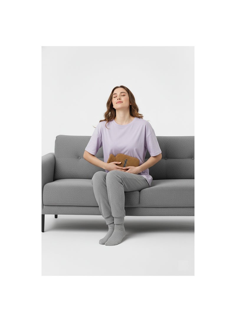  جرانزيا قِربة مياه ساخنة للاستخدام اليومي بغطاء قطيفة ناعم لتدفئة الجسم وتخفيف الإجهاد - Image 2